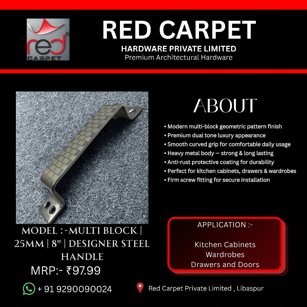 MULTI BLOCK | 25MM | 8" | DESIGNER STEEL HANDLE