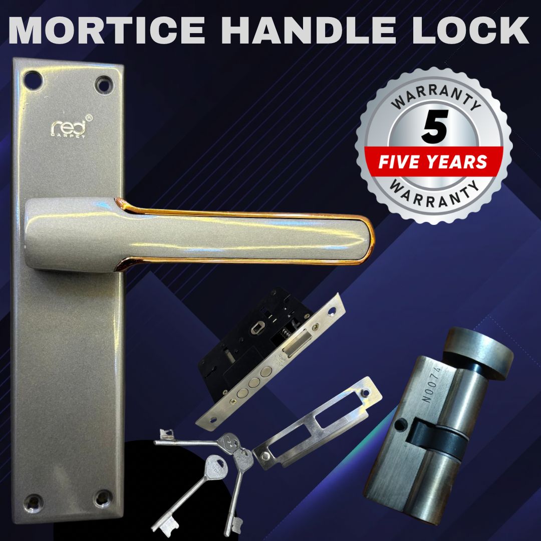 813 Closed GREY SATIN & ROSE GOLD MORTICE HANDLE